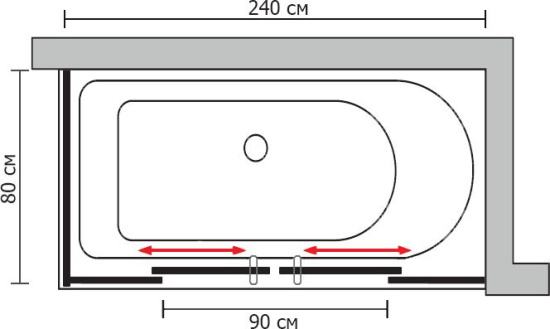 Шторка на ванну GuteWetter Slide Part GV-865 правая 240x80 см стекло бесцветное, профиль хром