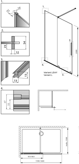 Душевая перегородка Radaway Furo Walk-in 160 L