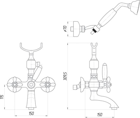 Смеситель для ванны Migliore Princeton Plus ML.PRP-8002.CR