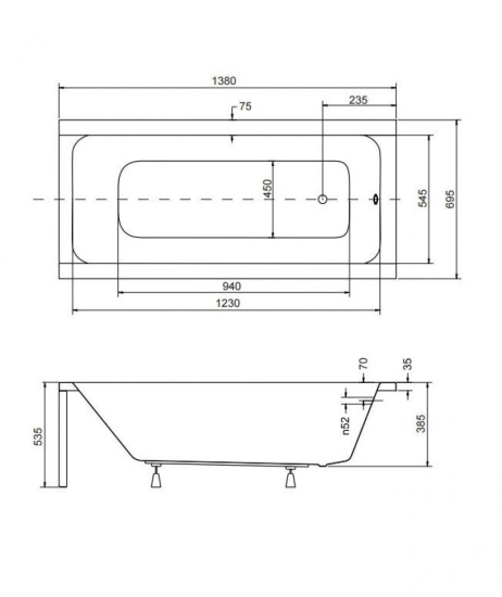Акриловая ванна Besco Modern 140
