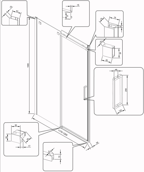Душевая дверь в нишу Veconi Vianno VN70-120-01-19C4