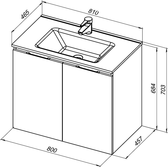 Мебель для ванной Aquanet Алвита new 80 подвесная, дуб веллингтон белый, с дверками