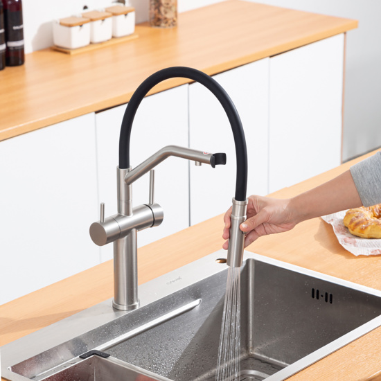 Смеситель для кухни Gappo G4399-85 с подключением к фильтру, сатин