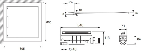 Поддон для душа Jacob Delafon Flight Pure E62320-00 80х80