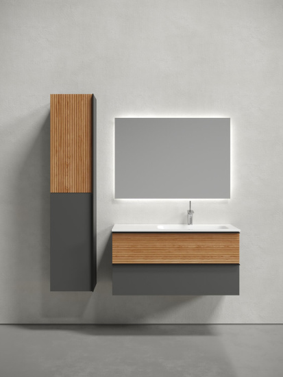 Тумба с раковиной Sancos Delta 100 дуб красный/графит правая, DL100RGR