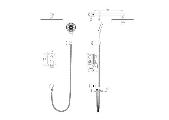 Душевая система Wonzon & Woghand Frame WW-88939010-BGM