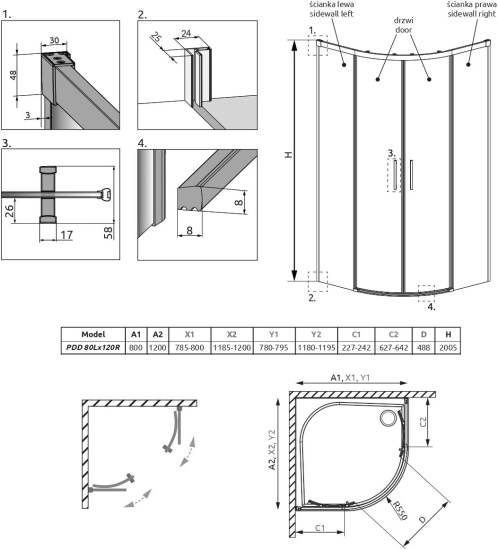 Душевой уголок Radaway Idea PDD 80х120
