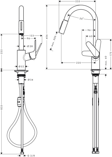 Смеситель для кухни Hansgrohe Focus M41 31833800 сталь