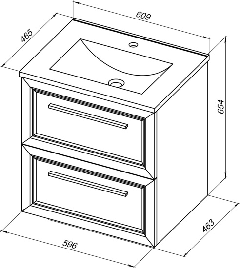 Тумба с раковиной Stworki Эстерсунд 60 белая матовая, простоун беж, Rotenburg 40 черная