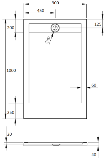 Поддон для душа Radaway Teos F 100x90 white, с сифоном