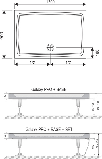Поддон для душа Ravak Gigant Pro 120х90 Flat