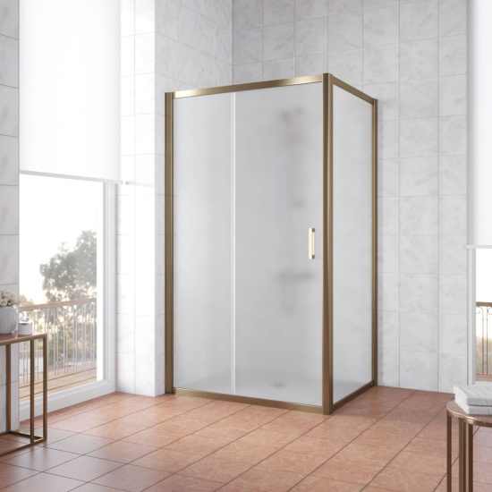 Душевой уголок Vegas Glass ZP+ZPV TUR NOVO 130*90 05 10 профиль бронза, стекло сатин
