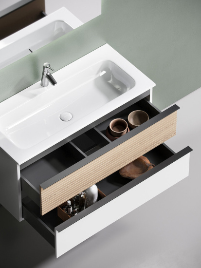 Тумба с раковиной Sancos Delta 80 дуб светлый/белый, DL80W