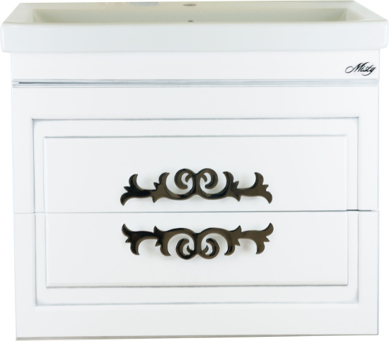 Мебель для ванной Misty Дели 60 белая, патина серебро