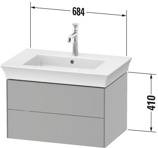 Тумба с раковиной Duravit White Tulip 75 2 ящика, скандинавский белый шелковисто-матовый