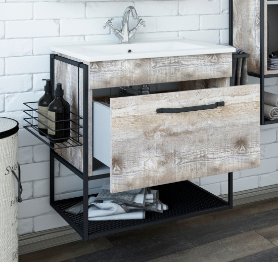 Мебель для ванной Sanflor Бруклин 60, бетон пайн экзотик