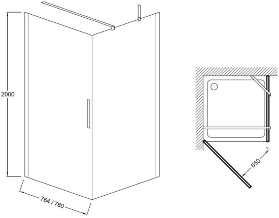Душевой уголок Jacob Delafon Contra 80x70 профиль хром