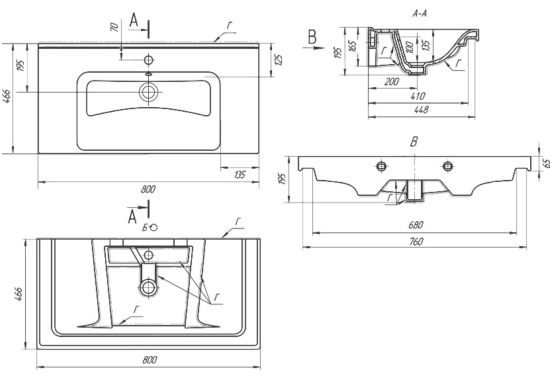 Тумба с раковиной Misty Спарта 80 белая