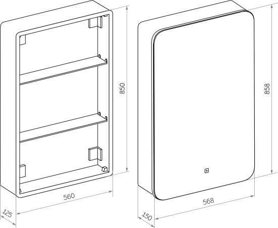 Зеркало-шкаф Art&Max Lecce 57 L с подсветкой