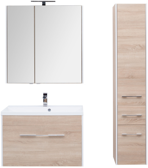 Зеркало-шкаф Aquanet Августа 90 дуб сонома