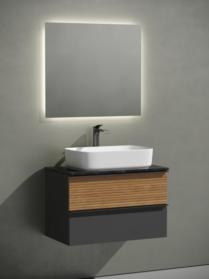 Тумба с раковиной Sancos Delta 80 дуб красный/графит, DL80GR