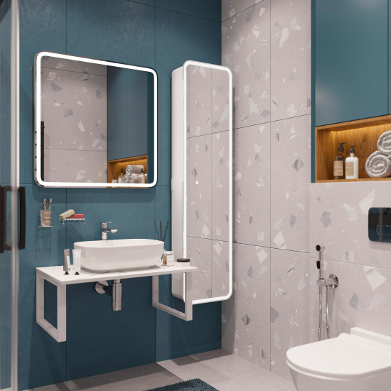Столешница с раковиной Diwo Элиста 80 белый мрамор, с раковиной Moduo 50 Square