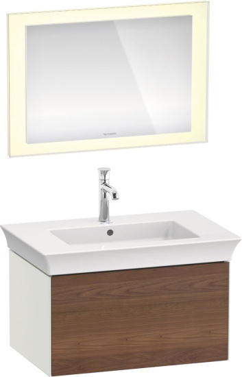 Тумба с раковиной Duravit White Tulip 75 американский орех, белый шелковисто-матовый