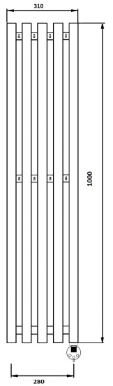 Полотенцесушитель электрический Secado Бергамо 5К 1000/280 R, черный матовый