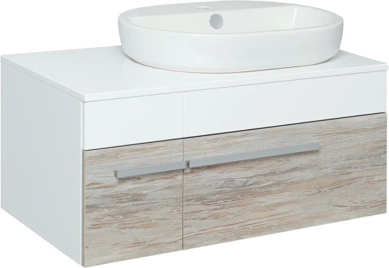 Мебель для ванной Runo Вудлайн 85, скандинавский дуб, раковина Caspia 60 Oval
