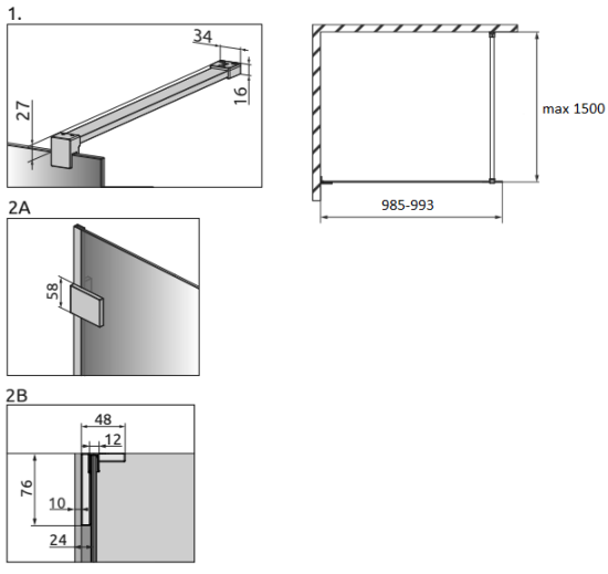 Душевая перегородка Radaway Essenza Pro 8 Gold Walk-in 100x200