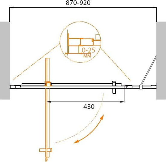 Душевая дверь в нишу Cezares Molveno-BA-11-90+30-P-Cr