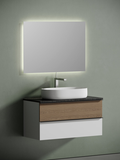 Тумба с раковиной Sancos Delta 100 дуб светлый/белый, DL100W