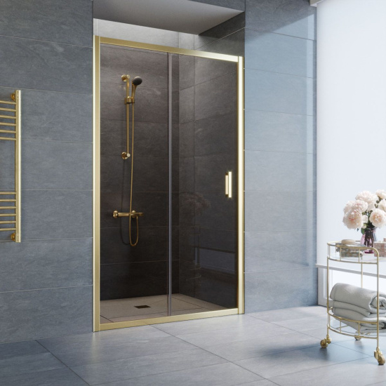 Душевая дверь в нишу Vegas Glass ZP 115 09 05 профиль золото, стекло бронза