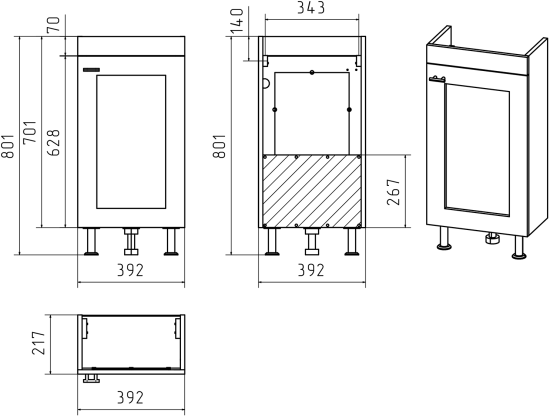 Тумба с раковиной Misty Урал 40