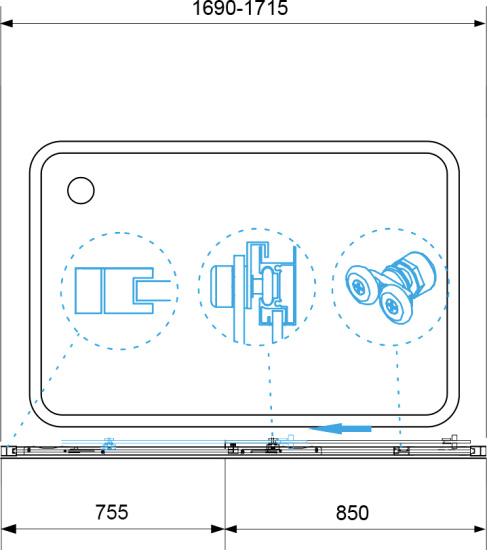 Шторка на ванну RGW Screens SC-43 170х150, профиль хром, стекло прозрачное