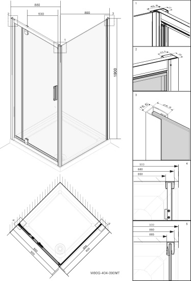 Душевой уголок Am.Pm Gem W90G-404-090MT 90x90