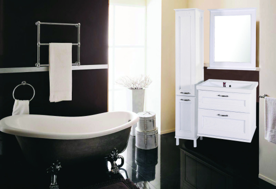 Зеркало ASB-Woodline Прато 70 белое, патина серебро