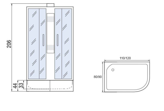 Душевая кабина Мономах Б/К 110/80/44 МЗ L
