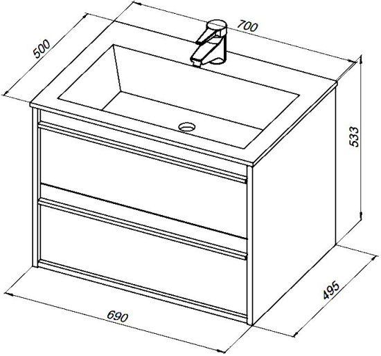 Мебель для ванной Aquanet Lino 70 дуб веллингтон