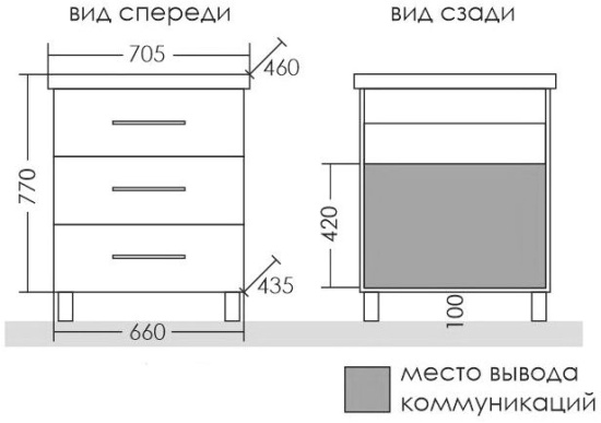 Мебель для ванной СанТа Омега 70 напольная, 3 ящика