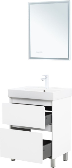 Тумба с раковиной Aquanet Nova Lite 2.0 60 напольная, белый глянец