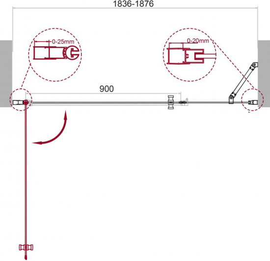 Душевая дверь в нишу BelBagno Etna B-11-100+90-C-Cr