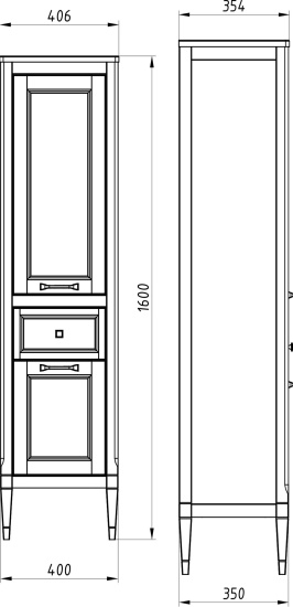 Пенал ASB-Woodline Гранда 40 R, серый