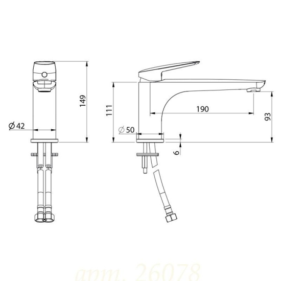 Смеситель для раковины Migliore Laguna 26078 с удлиненным изливом