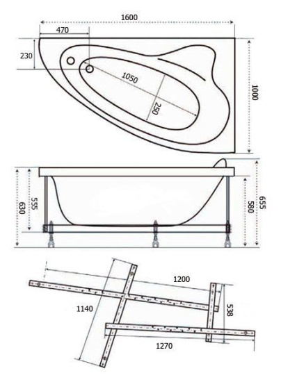 Акриловая ванна Triton Николь 160х100 см L