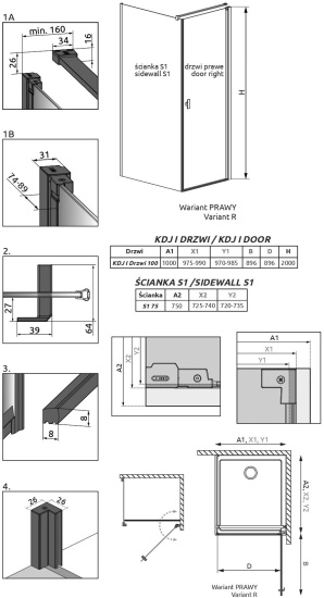 Душевой уголок Radaway Nes Black KDJ I Frame 100x75 R