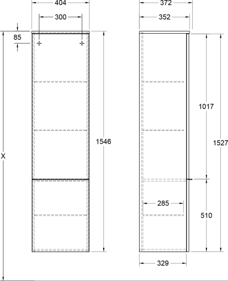 Пенал Villeroy & Boch Venticello A95112 R, truffle grey, с белыми ручками