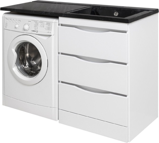 Мебель для ванной Runo Орион 60 раковина черный мрамор, под стиральную машину