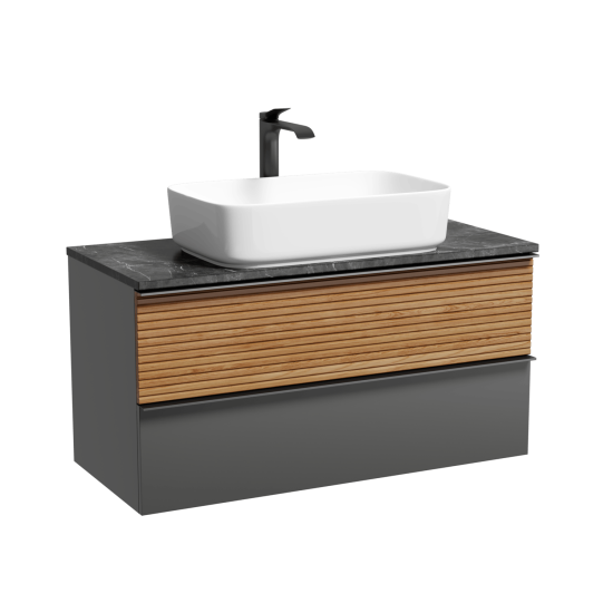 Тумба с раковиной Sancos Delta 100 дуб красный/графит, DL100GR