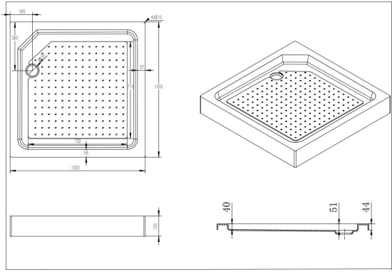 Душевой уголок Esbano ESD-8034 100x100,с поддоном